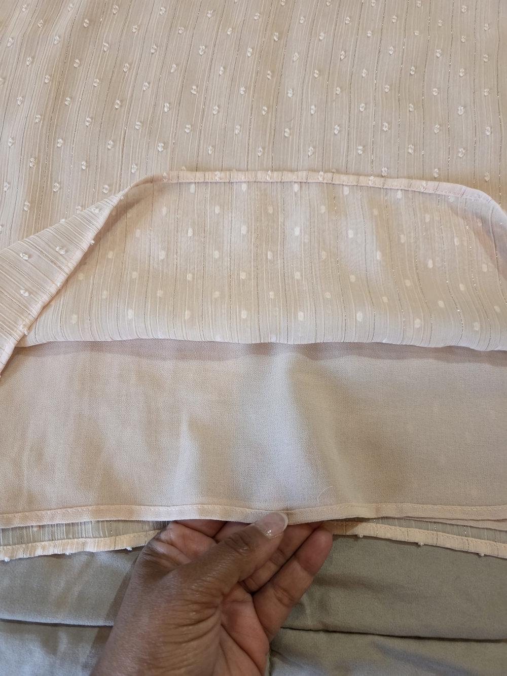 Calvin Klein Women's Light Cream Swiss Dot Blouse - Picture 7 of 12